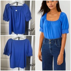 NWT Ann Taylor Eyelet Square Neck Top Size M